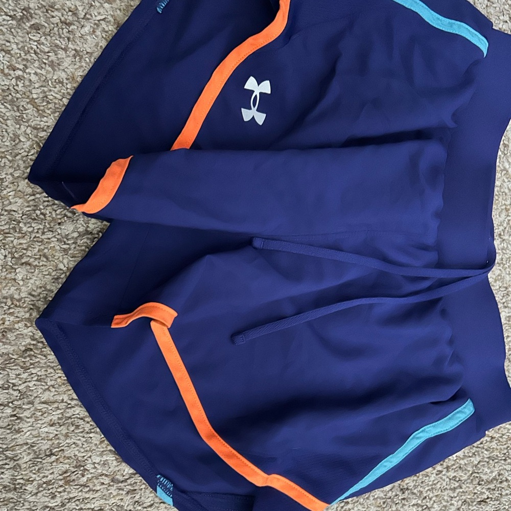 Under Armour Navy Shorts with Orange and Light Blue Accents